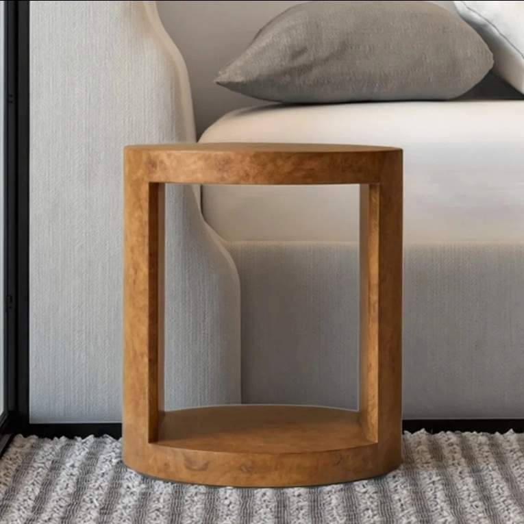 Luxury Burl Wood Round Bedside Table Роскошная бурель