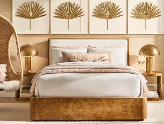 Luxury Burl Wood Round Bedside Table Роскошная бурель