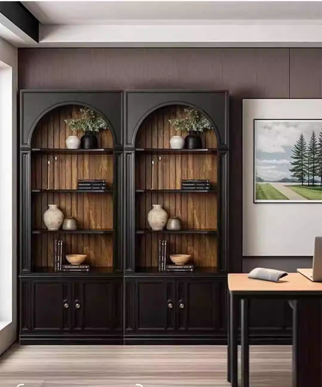 Ретро-арочный сплошной древесина