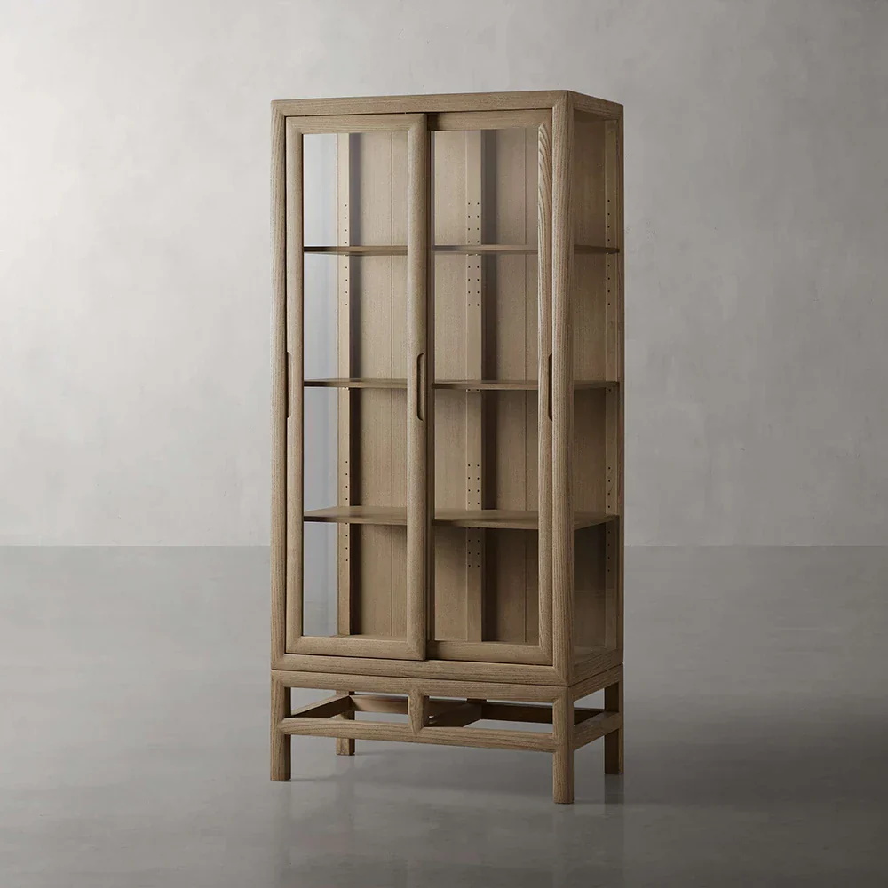 Современный минималистичный прямоугольный шкаф-витрина с двумя дверцами