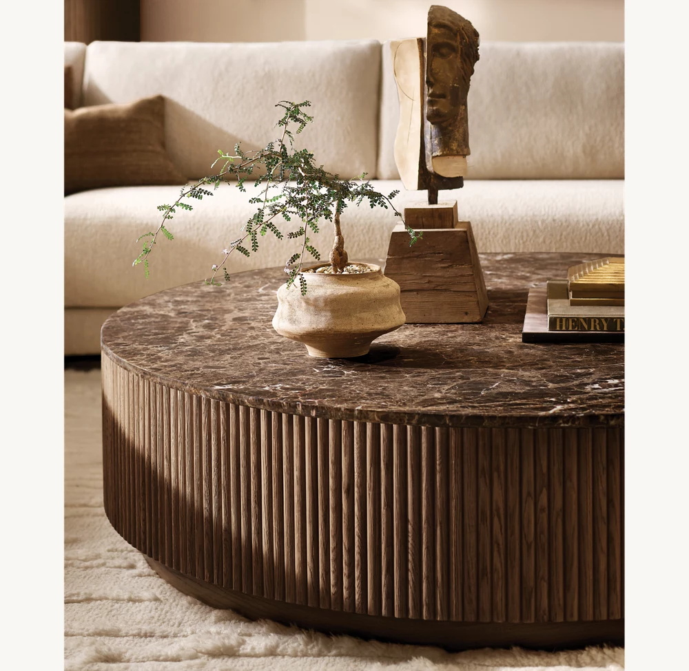 Каменный плинтус круглый журнальный столик