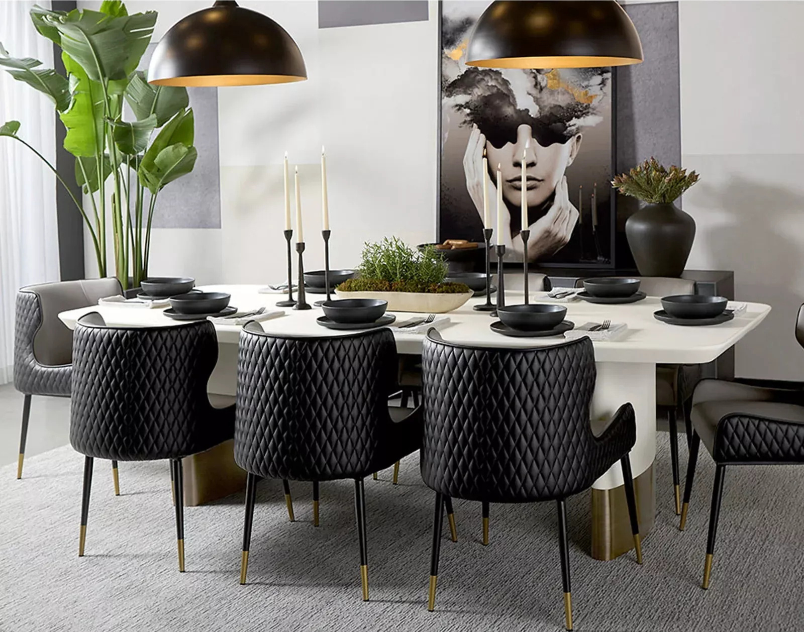 Двухцветный прямоугольный обеденный стол