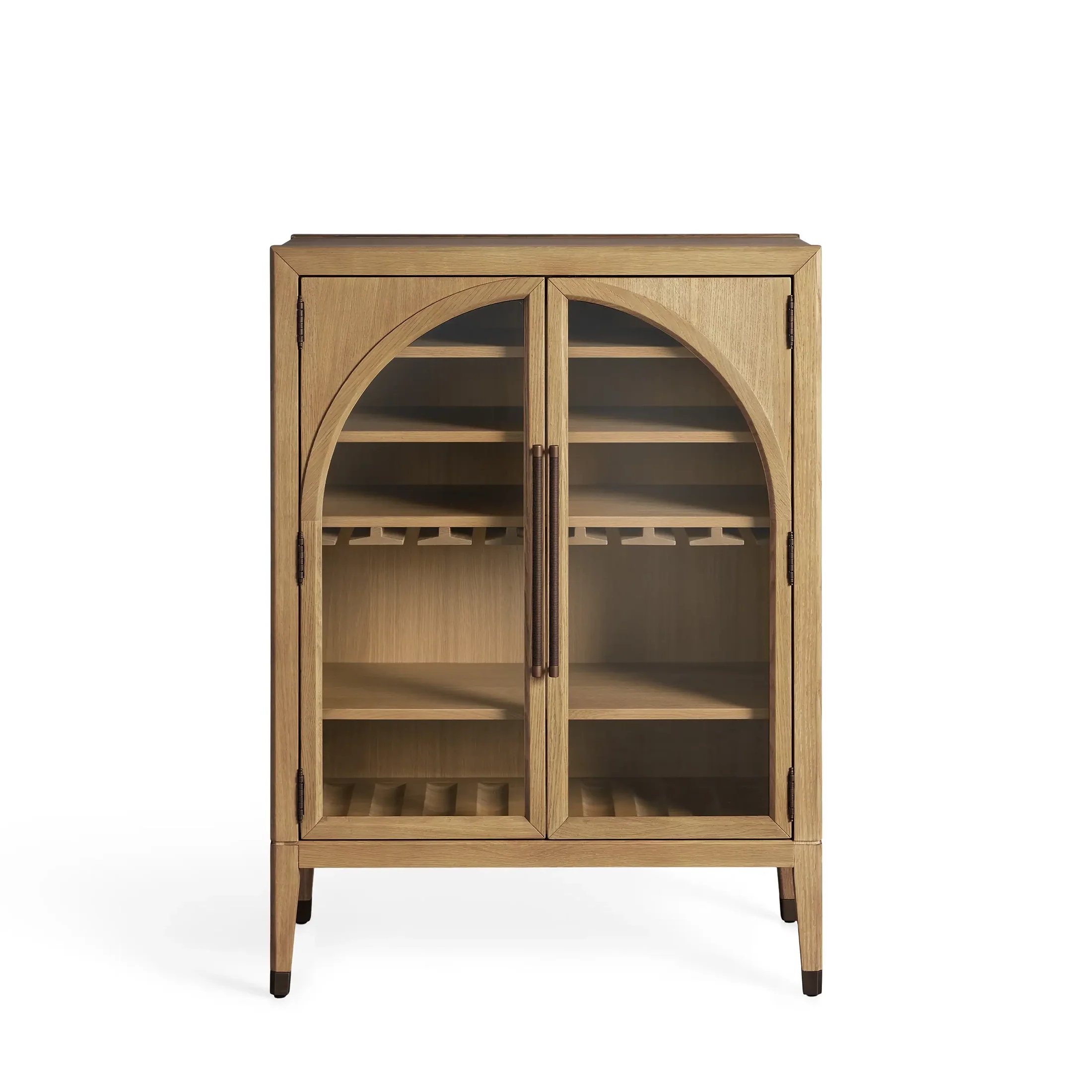Деревянный шкаф с аркой - верхние стеклянные панели 