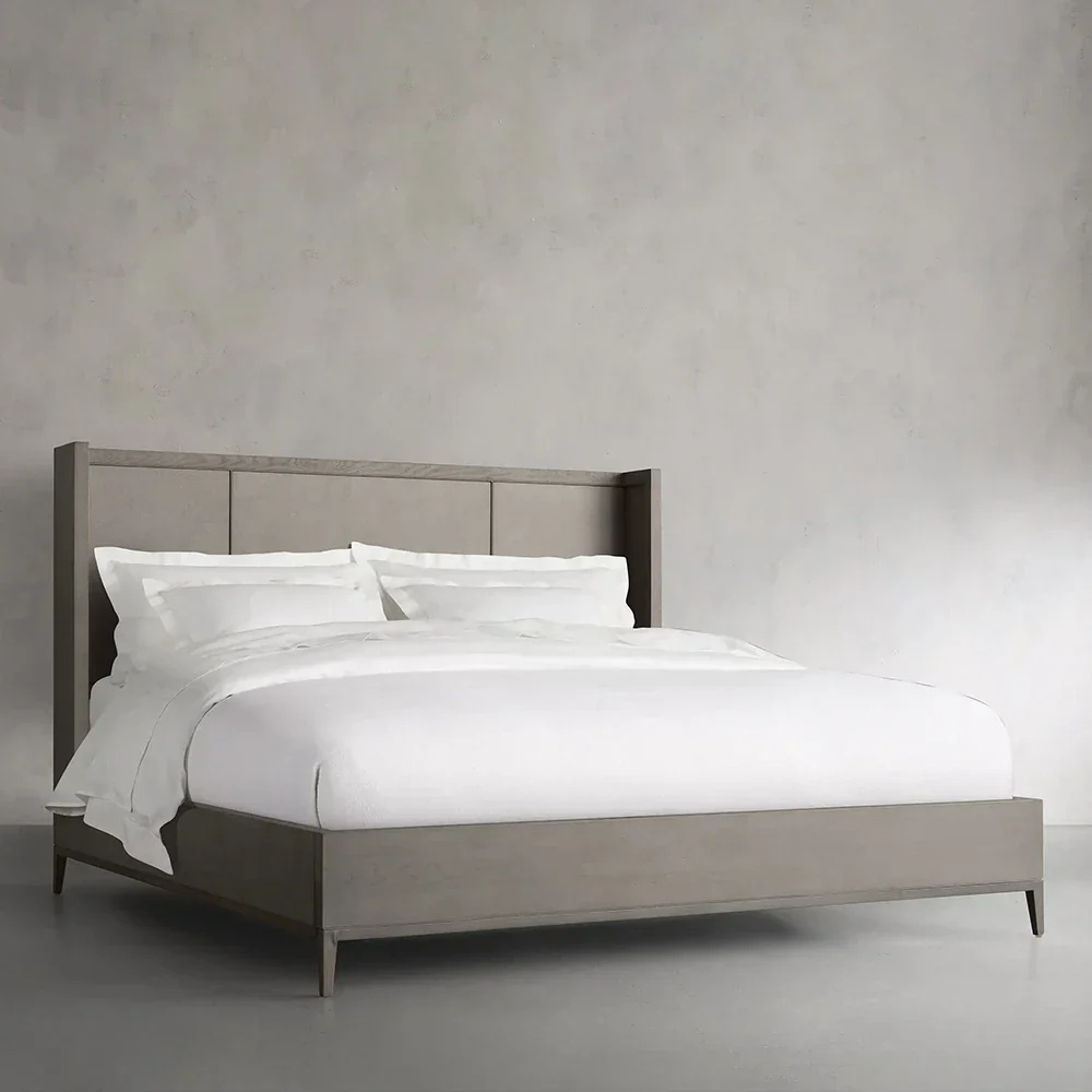 Вертикальная - панельная изголовье серая кровать