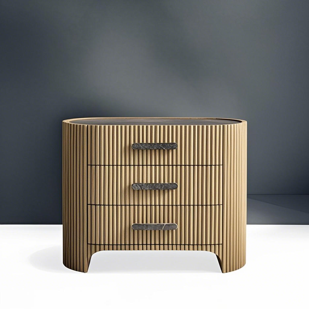 Стильная мраморная столовая с ретро ребристым рисунком