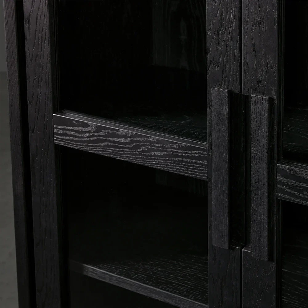 Два - дверное стекло - закрытая деревянная полка дисплея