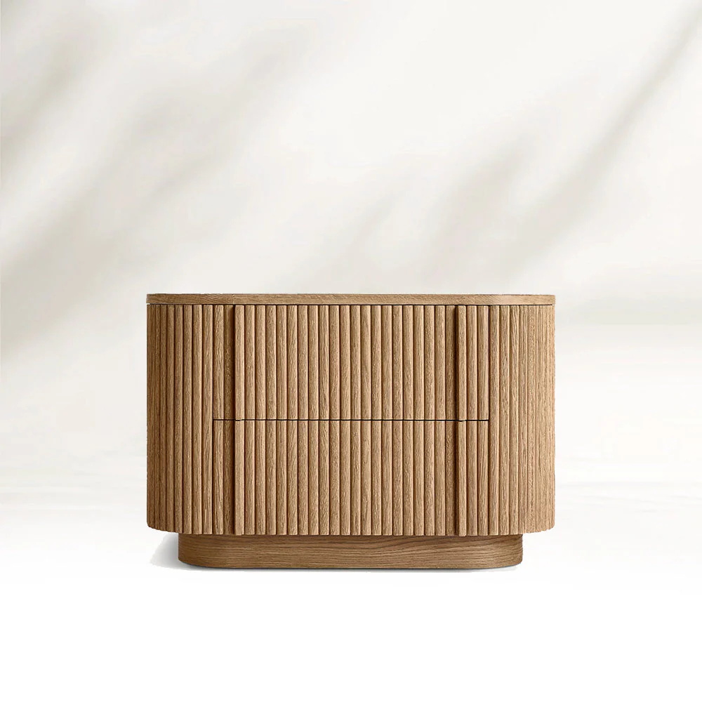 Вертикальная - полосатая изогнутая тумбочка