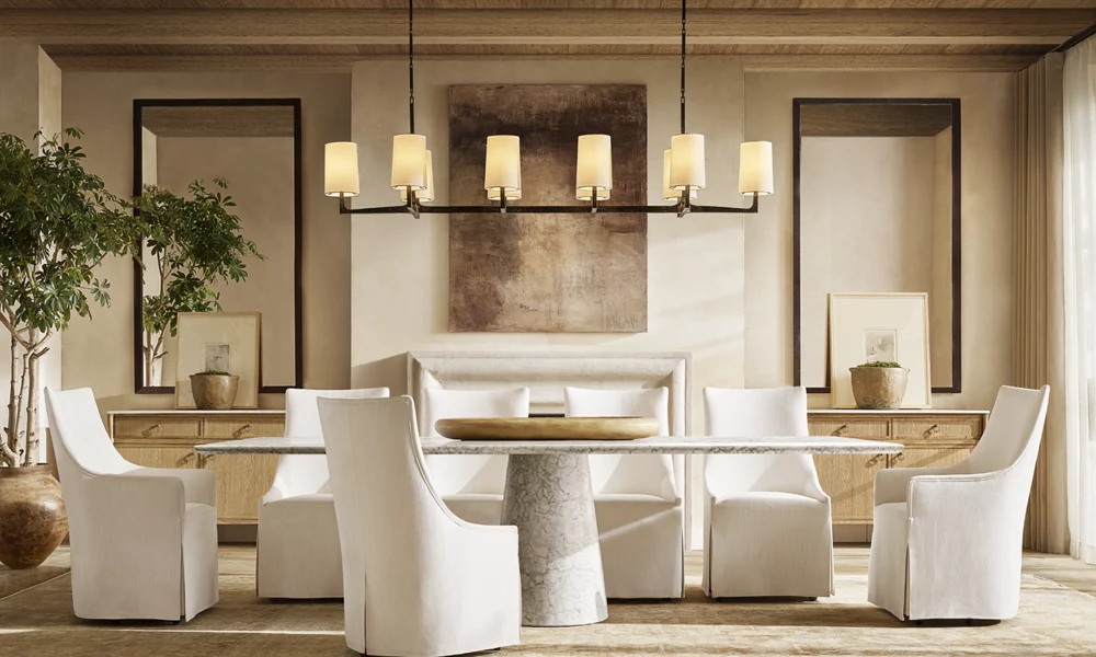 Мраморная столешница, двухдверный сервант из белого дуба