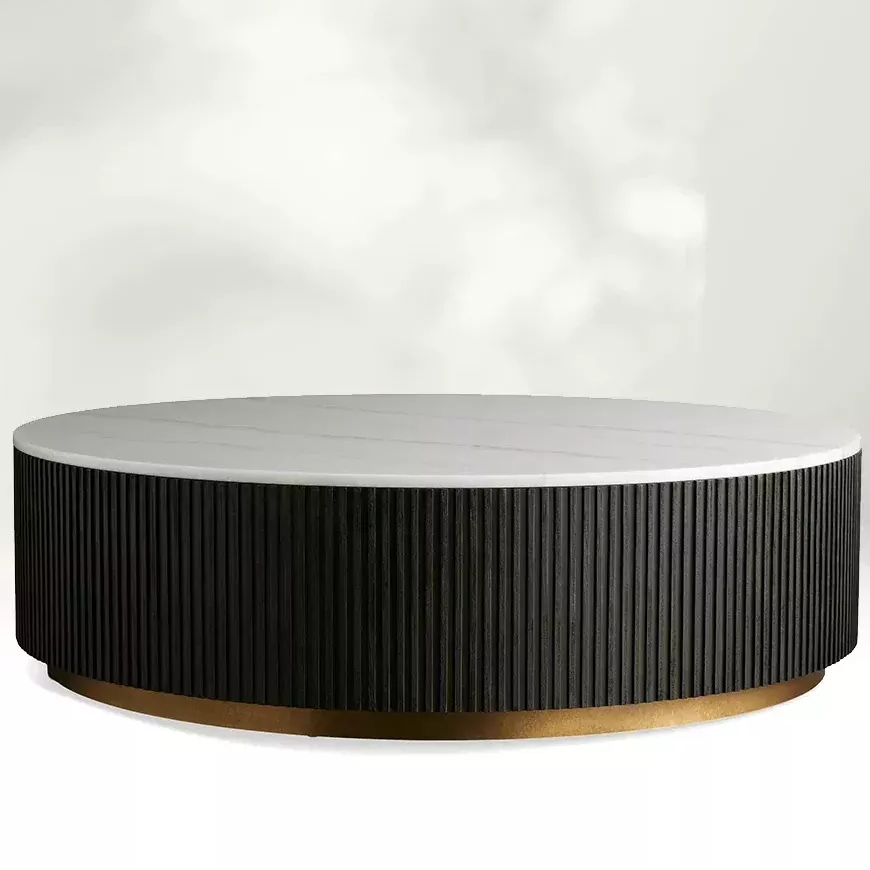 Мрамор - Кофейный столик с верхним дубом: симфония материалов, переопределение пространственной текстуры