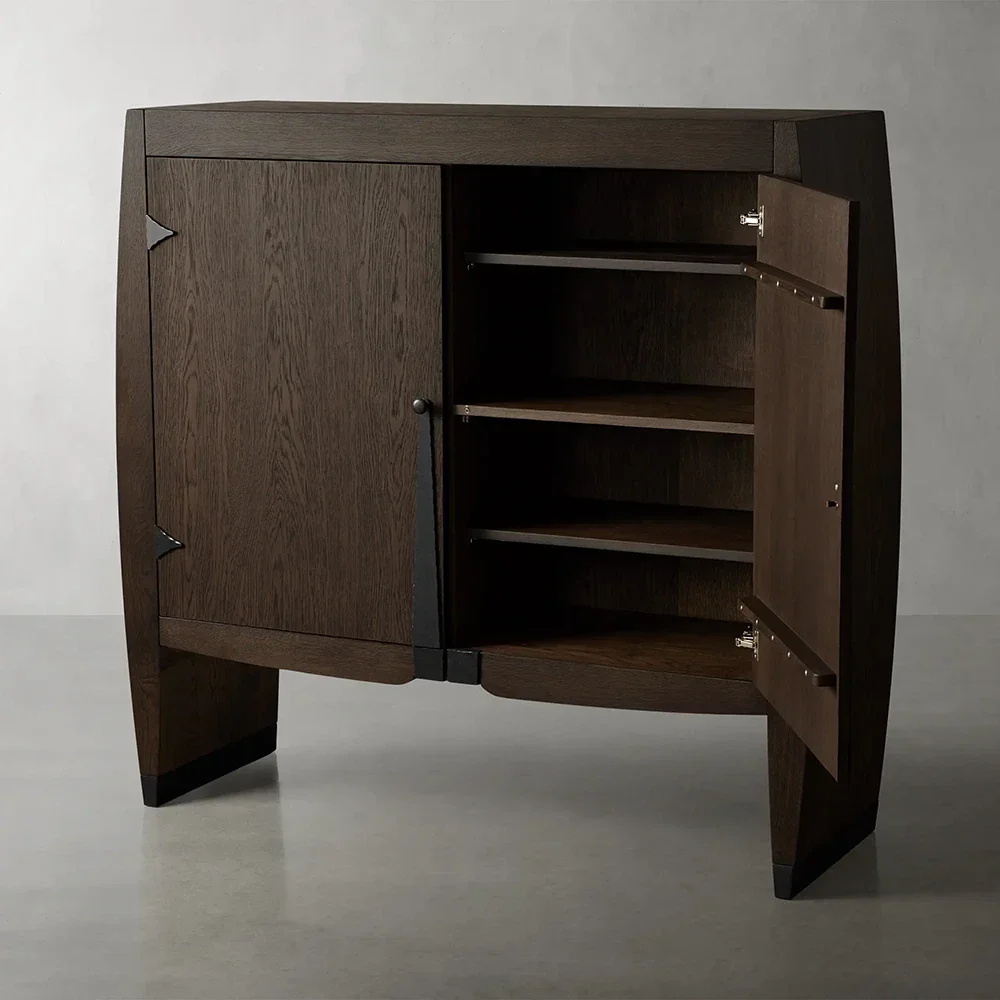 Художественный дуб - финишная акцентная шкаф с арочным дизайном