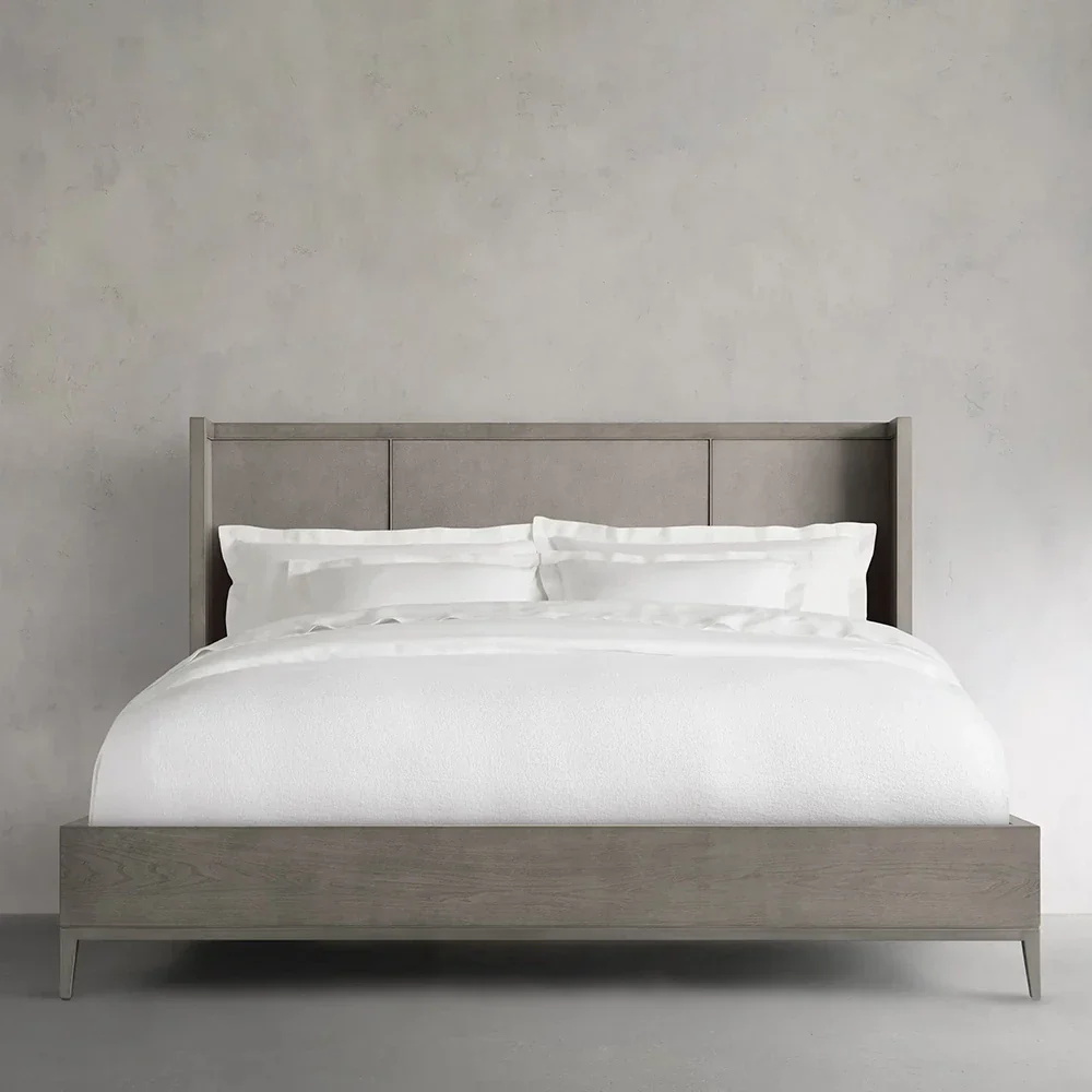 Вертикальная - панельная изголовье серая кровать